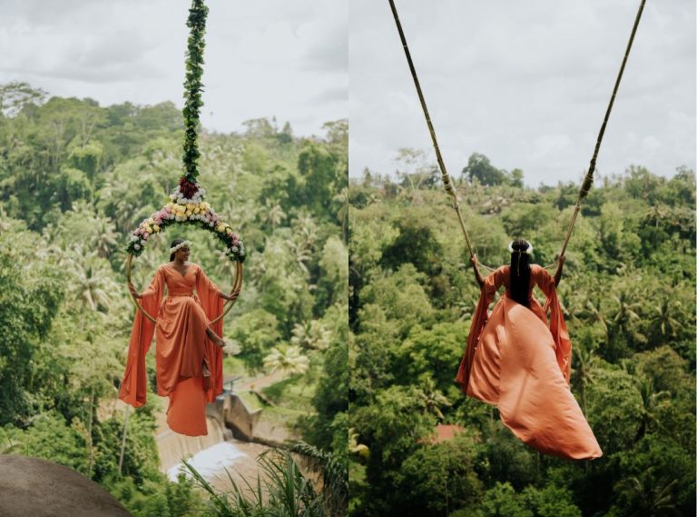 Tempat foto instagramable di Bali dengan pemandangan sawah hijau